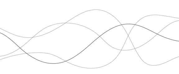 Abstract black lines wave curve motion on white background. Thin wavy line abstract background wave line horizontal divider outline minimalist background.