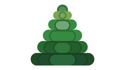 Abstract Evergreen Tree: A simple, yet elegant evergreen tree illustration in varying shades of green, showcasing a minimalist and modern design.