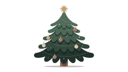 Festive Ornamented Christmas Tree: A meticulously decorated Christmas tree adorned with shimmering ornaments, set against a simple backdrop, capturing the essence of the festive holiday spirit. 