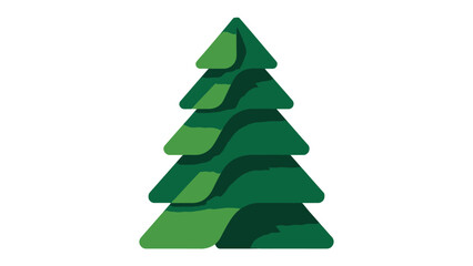 Evergreen Icon: A minimalist, layered illustration of a vibrant green evergreen tree, perfect for conveying themes of nature, environment, and growth. 