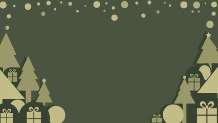 Abstract modern Christmas frame using angular shapes for trees and rounded shapes for gifts