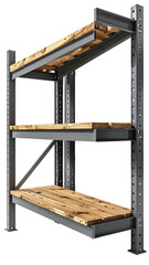 Metal frame with wooden shelves