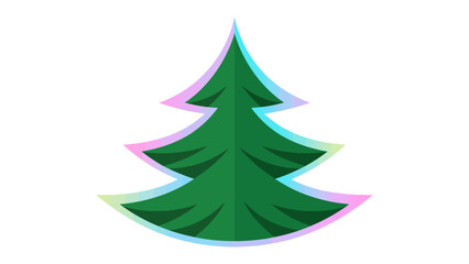Evergreen Christmas Tree Illustration: This illustration captures a vibrant green christmas tree with light reflection. Its perfect for holiday season.
