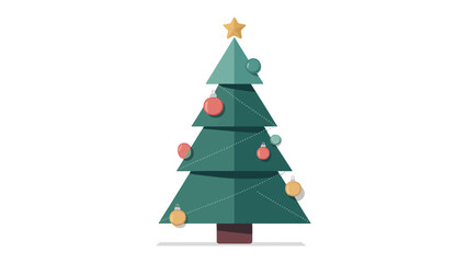Festive Elegance: A simple and elegant illustrated Christmas tree adorned with ornaments and a star, capturing the essence of holiday joy and cheer.