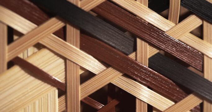 Traditional Bamboo Weaving Craft Detail with Natural Wood Textures