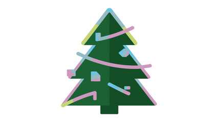 Festive Evergreen: A stylized, vibrant depiction of a Christmas tree adorned with colorful decorations. Evoking a sense of holiday cheer and celebration.
