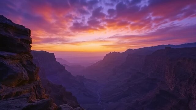 Stunning hyper lapse of sunset transitioning to night over a volcanic caldera landscape, Day to night sunset hyper lapse over volcanic caldera of Tejeda, Gran Canaria, Canary islands, Spain
