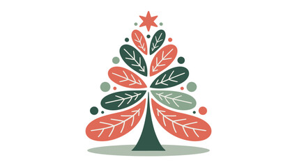 Festive Flora: An artistic representation of a festive tree, designed with leaves. this illustration embodies the joy of the holiday season and a touch of artistic flair.