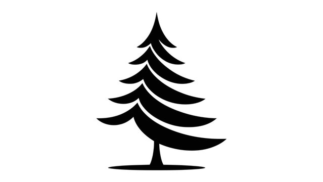 Silhouette of Serenity: A stylized, monochrome illustration of a conifer, evoking simplicity, tranquility, and the timeless beauty of nature. 