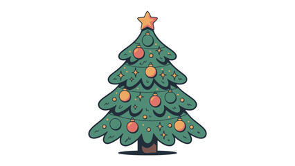 Festive Season Icon: An illustrated Christmas tree, adorned with ornaments and a star, embodies the holiday spirit, offering a sense of joy and anticipation.