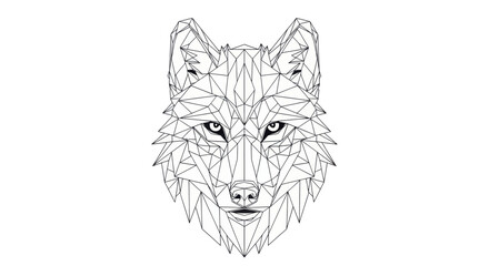 Obraz premium Geometric Line Art Illustration of a Wolf's Face with Intricate Polygonal Details