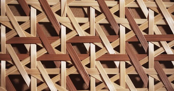 Traditional Bamboo Weaving Pattern with Natural and Dark Wood Strips