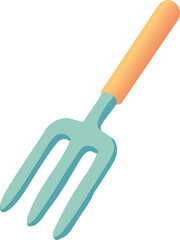 Garden digging fork with wooden handle