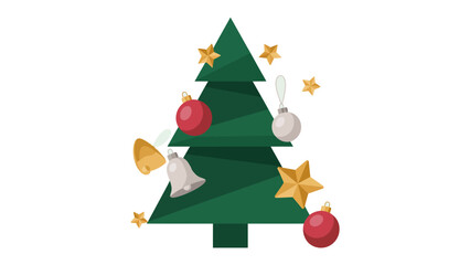 Holiday cheer : A digitally crafted illustration, a festive Christmas tree, adorned with shimmering ornaments and glowing stars, evokes the warm spirit of the holiday season, celebration and decor.