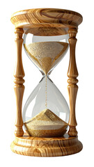 Sand flowing in a classic wooden hourglass
