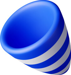3d blue party popper cone.