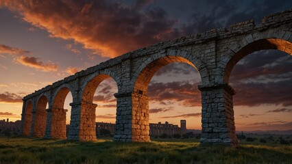 AI-generated illustration of a large stone bridge