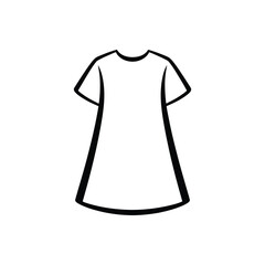 Simple line drawing of a short sleeve t shirt dress