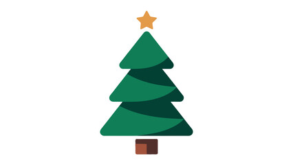 Festive Christmas Tree: A vibrant cartoon illustration of a classic Christmas tree, adorned with a golden star, representing the joyous spirit of the season.