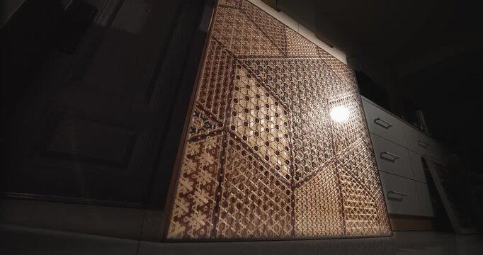 Traditional Bamboo Weaving Panel with Geometric Patterns