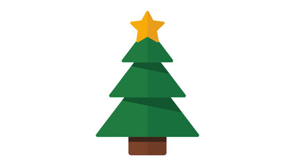 Festive Pine: A classic Christmas tree stands adorned with a cheerful golden star atop, symbolizing holiday spirit and festive joy.