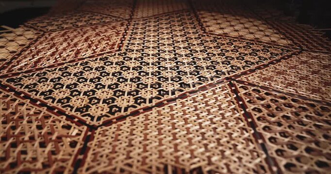 Traditional Bamboo Weaving with Intricate Woven Patterns and Natural Texture