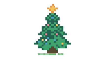 Pixelated Holiday Cheer: A charming, pixel-art Christmas tree, complete with festive ornaments and a star, stands as a symbol of holiday joy. © Abu