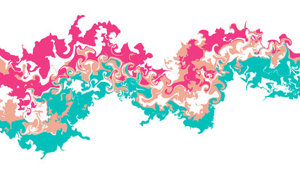 Bright multicolor swirling abstract pattern in red, yellow, and blue with energetic flowing decorative forms.