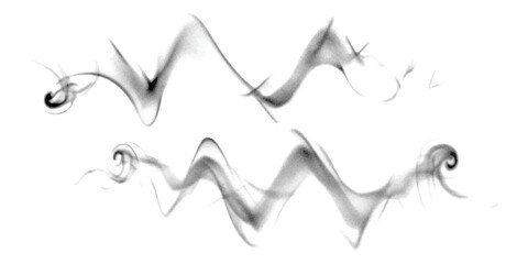 Abstract grey smoke waves on white background with elegant curled ends design