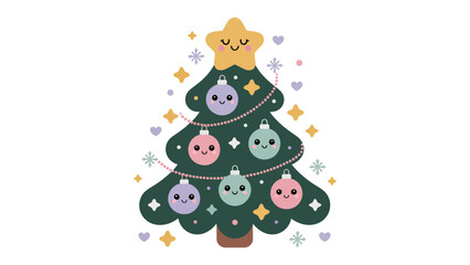 Festive Holiday Cheer: Adorable holiday tree decorated with festive ornaments and star to celebrate the joyous season.