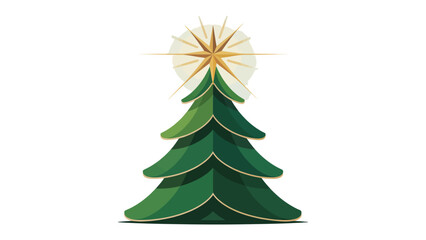 Festive Tree Silhouette: A stylized Christmas tree, radiating holiday cheer with a star at the pinnacle, celebrating winter holidays.
