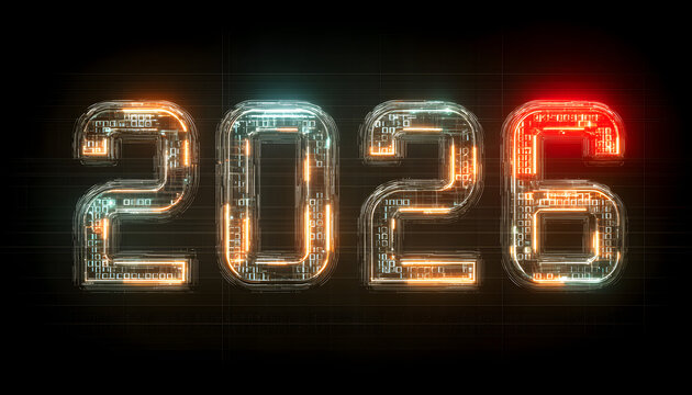 2026 glowing digital numerals