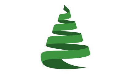 Stylized Christmas Tree Icon: A minimalist icon of a green ribbon artfully shaped to resemble a stylized Christmas tree, evoking the spirit of the holiday season and a celebration of winter cheer.