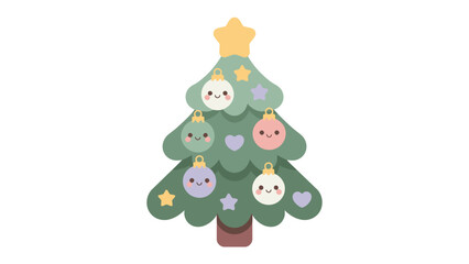 Festive Christmas Tree Decoration: A cheerful and whimsical Christmas tree adorned with ornaments and a star, capturing the joy of holiday festivities.