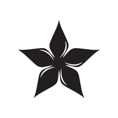 Black Silhouette of Christmas Poinsettia Flower