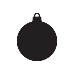 Solid Black Silhouette of Simple Round Christmas Ornament