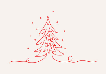 Hand-drawn Christmas tree. A unique and cute design for greeting cards, banners, or social media designs. Line art design.
