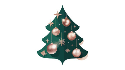 Festive Ornament: A gracefully decorated Christmas tree adorned with lustrous ornaments, symbols of holiday spirit.