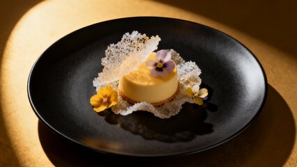 Collection of Luxury Gourmet Fine Dining Desserts: Mousse Cake, Meringue, and Pastry