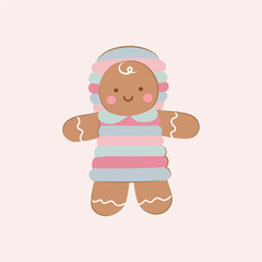 vector , illustration of gingerbread  with striped dress