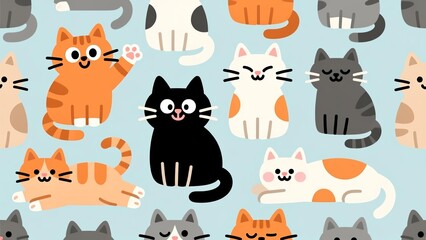 Cute Cartoon Cats Pattern