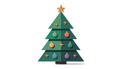 Festive Christmas Tree: a charming christmas tree adorned with star and baubles, embodies the spirit of holiday cheer and festive celebration. 