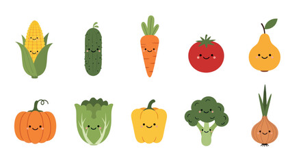 Cheerful cartoon vegetables illustration for healthy eating and diet themes