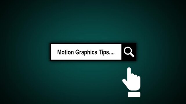 Virtual search bar with the text motion graphics tips. Businessman pushing his right hand index finger to touch a search icon.