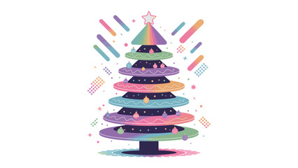 Festive Rainbow Tree: A colorful and contemporary depiction of a Christmas tree adorned with vibrant rainbow hues. evoking joy and holiday cheer.