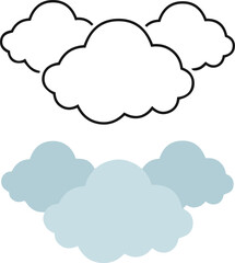 Three cloud icons set, weather computing outline vector design
