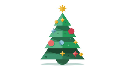 Festive Pine Icon: A vibrant, stylized Christmas tree illustration adorned with ornaments and a star, capturing the holiday spirit and adding cheer to any seasonal design.