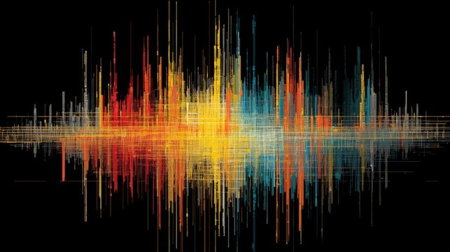 Abstract Soundwave Visualization with Vibrant Colors and Dynamic Patterns on a Dark Background for Creative Media Projects - Powered by Adobe