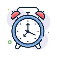 Classic alarm clock flat outline icon, premium vector