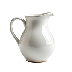 Ceramic pitcher. Creamy white glaze, curved handle and spout against black